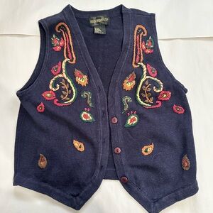 Requirements Navy Vest with Multicolor Embroidery